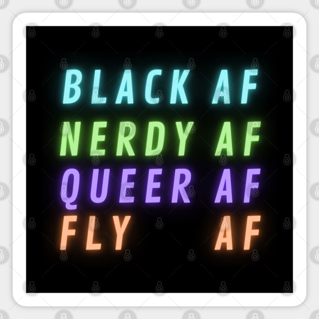 Black Nerdy Queer and Fly (Text Only) Sticker by Blerdy Laundry